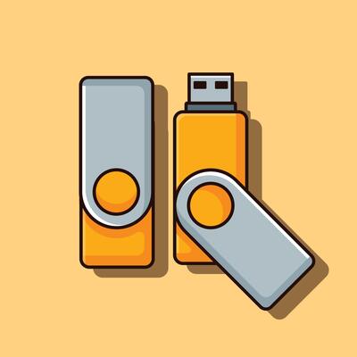 Cartoon illustration of flash drive usb.