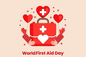 World first aid day holiday tending concept template vector