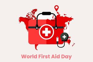 World first aid day holiday concept Creative template vector