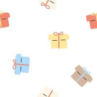 Seamless pattern with cute colorful gift box vector