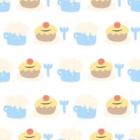 Seamless pattern with cake and beer vector