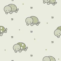 Seamless pattern with cute green turtle vector