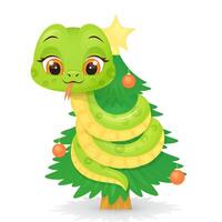 Cute snake characters with smiling faces. Christmas and Happy new year 2025 invitation card. vector