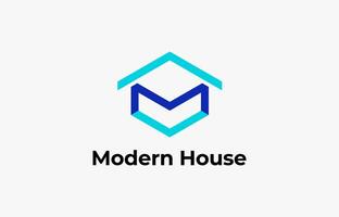 Logo Letter M and Home rooftop. Recidential, Minimalist and Modern. Editable file vector