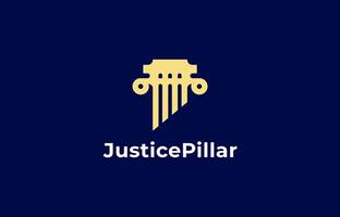 Logo pillar law justice with slash. Simple, Minimalist and Modern. Editable file vector