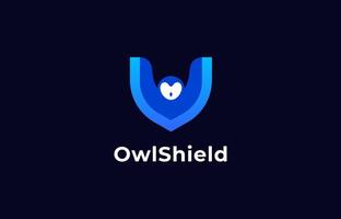 Logo Owl wings with shield shape concept. Protection, security, technology. Editable file vector