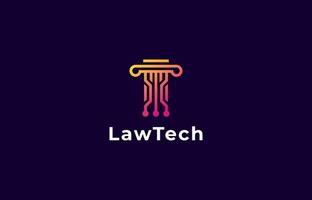 Logo Law Pillar technology circuit. Tech, apps, modern. Editable file vector