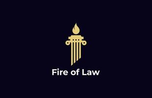 Logo Law Pillar and Torch fire. Justice, law firm and judge. Editable file vector