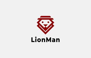 Logo Lion man mascot with tidy cloth and hat. Editable file vector