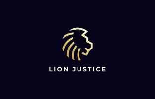 Logo Line Lion with gold color. Simple, Minimalist and Modern. Editable file vector