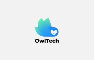 Logo Owl minimalist technology concept with colorful. Apps, simple and modern. Editable file vector