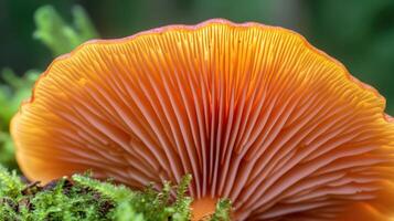 Detailed Close Up of a Vibrant Orange Mushroom photo