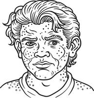A man with freckles on his face coloring page vector