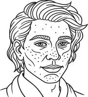 A coloring page of a man with freckles vector