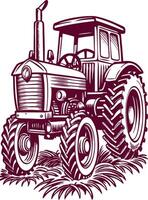 A vintage tractor on a field vector