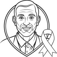 A coloring page of a man with a ribbon vector