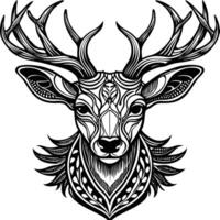 A deer head with tribal patterns on it vector