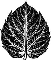 A black and white leaf with a white background vector