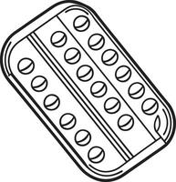 Pill pack with pills in it coloring page vector