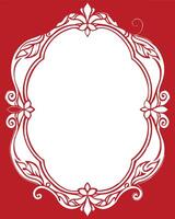 A red and white frame with a floral pattern vector