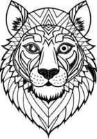 A tiger head with geometric patterns on it vector