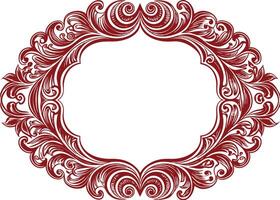 A red frame with swirls and swirls vector