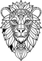 A lion head with tribal patterns on it vector