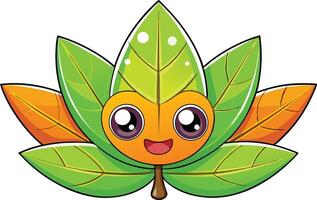 A cartoon leaf with eyes and a smile vector