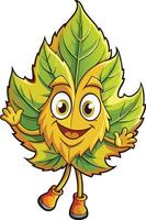 A cartoon leaf character with arms and legs vector