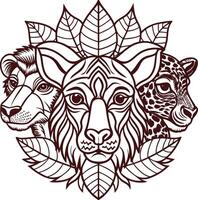 Lion, leopard and jaguar head vector