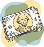 A stack of money with a portrait of shakespeare vector