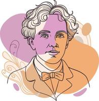 A portrait of a man with curly hair and a bow tie vector