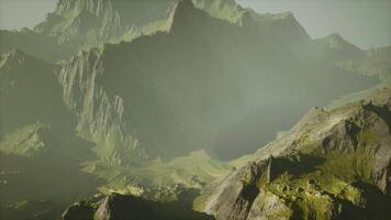 A panoramic view of a majestic mountain range from a breathtaking vantage point video