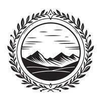 Round ornament frame with mountain view vector