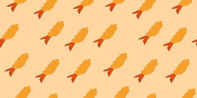 tempura fried shrimp seamless pattern. crispy shrimp tempura pattern background. Tempura Shrimp Pattern Background. fried shrimp pattern. vector