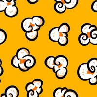 Popcorn pattern for packaging snacks. Popcorn fluffy flakes pattern. Popcorn Background pattern. doodle popcorn. popcorn seamless pattern background. vector