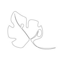 Minimalist line art of a single Monstera leaf, showcasing its iconic split shape. Perfect for tropical-themed designs and minimalist aesthetics vector