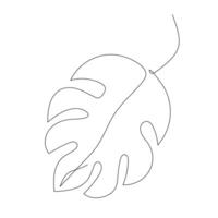 Minimalist line art of a single Monstera leaf, showcasing its iconic split shape. Perfect for tropical-themed designs and minimalist aesthetics. vector