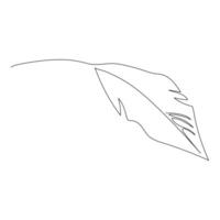 Minimalist line art of a single, elongated leaf, perfect for tropical-themed designs and minimalist aesthetics vector