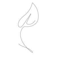 Minimalist line drawing of a flower with a stem, leaves, and petals, perfect for simple designs or botanical illustrations vector