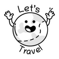 Lets travel icon in drawing style vector