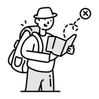 Lost traveller icon in drawing style vector