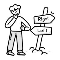A sketchy icon of direction board vector