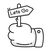 Lets go icon in sketchy style vector