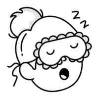 Sleeping character icon in drawing style vector