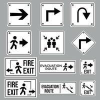 Best Directional sign, Emergency exit sign set. Man running out fire exit. Running man and exit door sign. Escape help evacuation. Safety symbol. vector