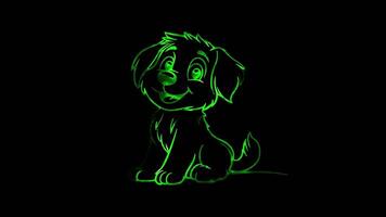 Neon frame effect, squirrel on black background video