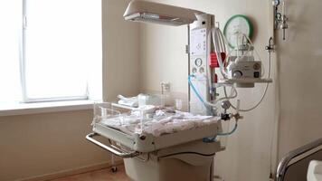 Modern delivery room designed for a comfortable birth experience. Features advanced equipment and a soothing environment to support both the mother video