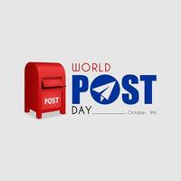 Red Postbox with blue color text and paper aeroplane in text vector
