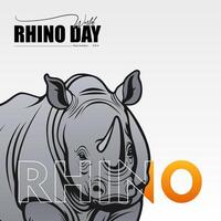 World Rhino Day. with silver color rhino design and text on the front vector